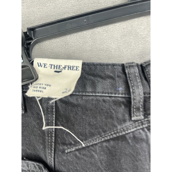 Free People Lucky You Barrel Midrise Jeans Size 26 Soundwave - Picture 7 of 10